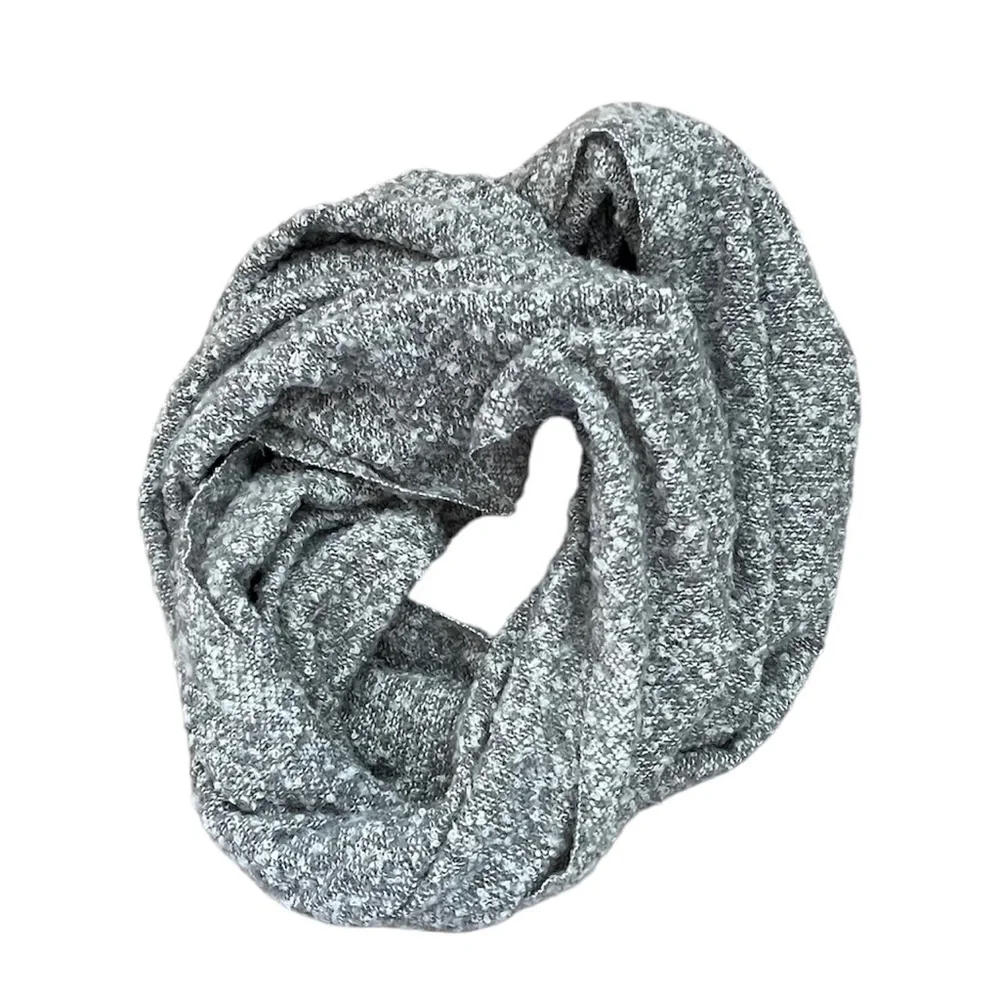 Gray and white infinity scarf